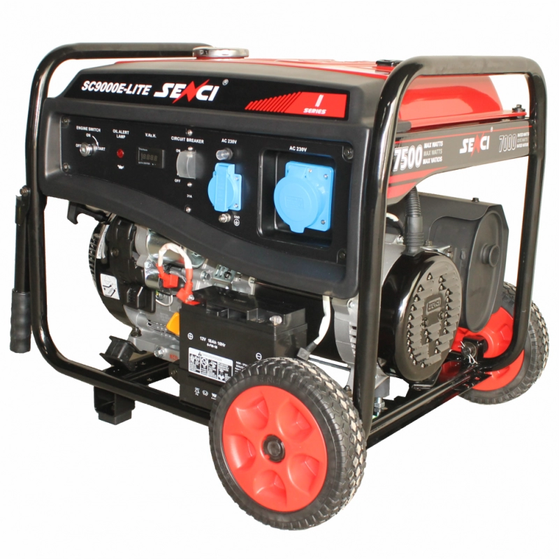 Електрогенератор SENCI SC9000E-LITE максимална мощност 7,5 KW 230V електрически старт и колела