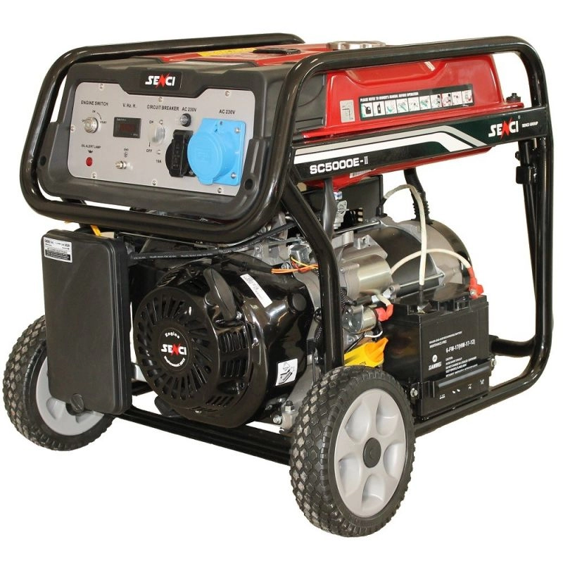Генератор на ток SENCI SC5000E TOP максимална мощност 4,5 kW 230V електрически старт и колела