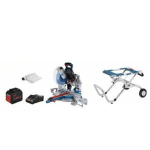 Bosch gcm 18v-305 gdc акумулаторен настолен циркуляр 2x12.0ah + работна маса gta 60 w