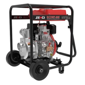 Моторна помпа за чиста вода SENCI SCDWP-80E диам. 3″ дизел, DE, 12.5L резервоар, транспортни колела