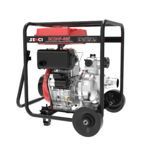 Моторна помпа за високо налягане SENCI SCDHP-80E диам. 3″ дизел, DE, 12.5L резервоар, транспортни колела